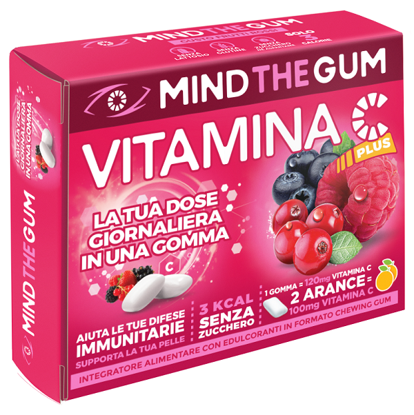 MIND THE GUM VITAMINA C FRUTTI ROSSI 18 GOMME CONFETTATE SENZA ZUCCHERO - Angeli Pharm