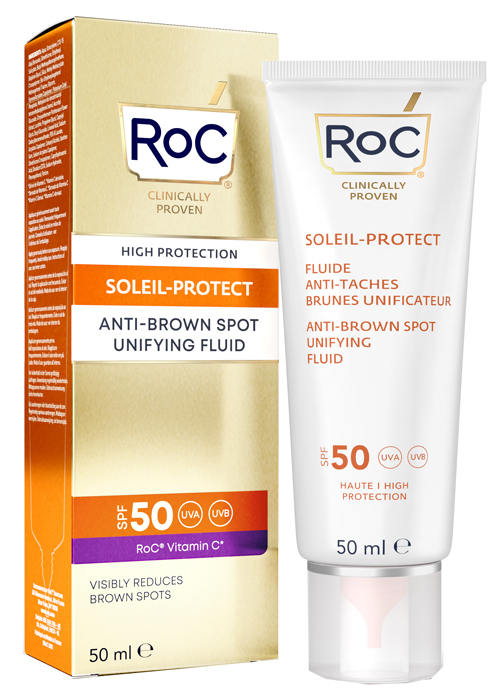 ROC FLUIDO SOLARE VISO SPF 50+ ANTIMACCHIE BRUNE  50 ML - Angeli Pharm