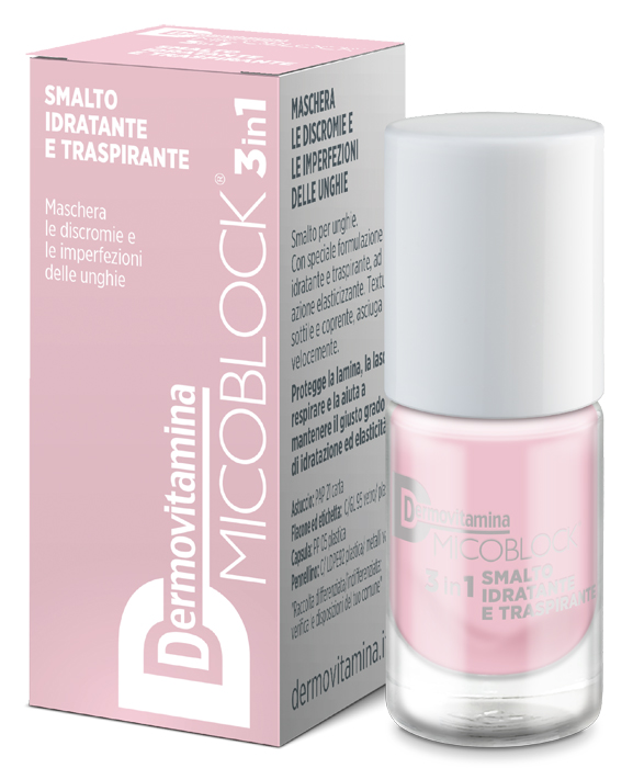 DERMOVITAMINA MICOBLOCK 3 IN 1 SMALTO IDRATANTE E TRASPIRANTE ROSA CHIARO 5 ML - Angeli Pharm