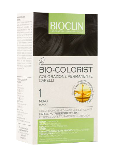 BIOCLIN BIO COLOR FAST&PERFECTION 1,0 NERO CREMA COLORANTE 60 ML + RIVELATORE IN CREMA 60 ML + BIO COLOR SHAMPOO 10 ML + BIO COLOR MASCHERA 10 ML - Angeli Pharm