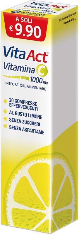 VITA ACT VITAMINA C 1000MG 20 COMPRESSE EFFERVESCENTI LIMONE - Angeli Pharm