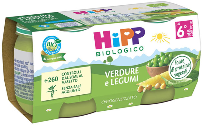 HIPP BIO OMOGENEIZZATO VERDURE/LEGUMI 2X80 G - Angeli Pharm