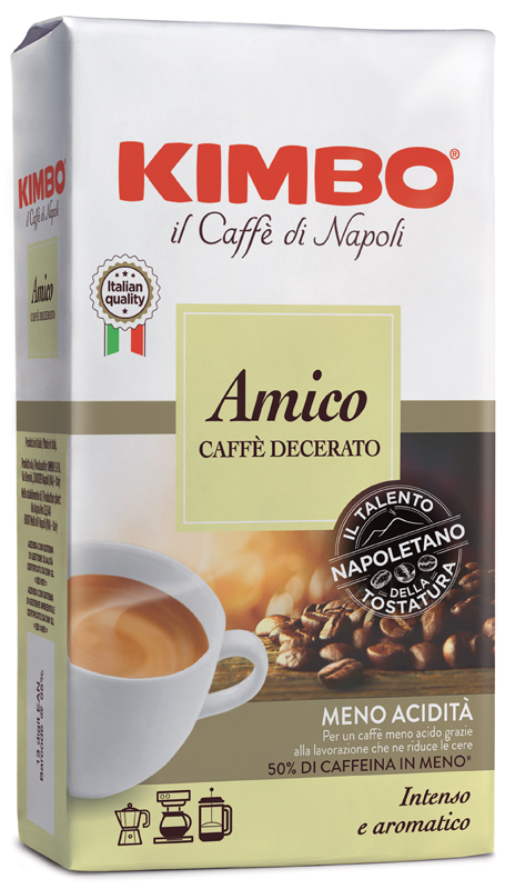 KIMBO AMICO CAFFE' TORREFATTO DECERATO E MACERATO 225 G - Angeli Pharm
