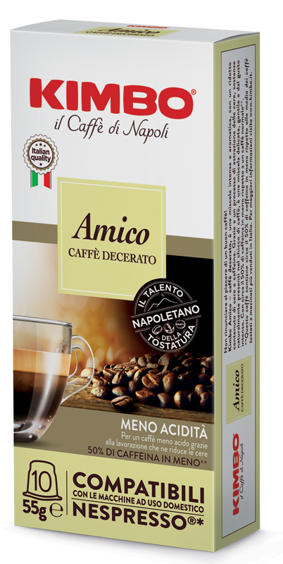 KIMBO AMICO CAFFE' TORREFATTO DECERATO E MACERATO 10 CAPSULE COMPATIBILI NESPRESSO 5,5 G - Angeli Pharm
