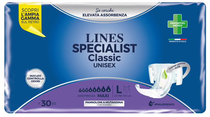 LINES SPECIALIST CLASSIC PANNOLONE MUTANDA MAXI LARGE 30 PEZZI - Angeli Pharm