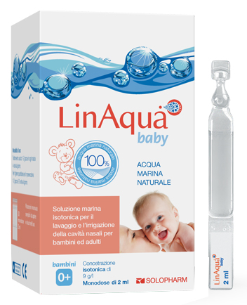 SOLUZIONE ISOTONICA PER LAVAGGI NASALI LINAQUA BABY 30 FLACONCINI MONODOSE 2ML - Angeli Pharm
