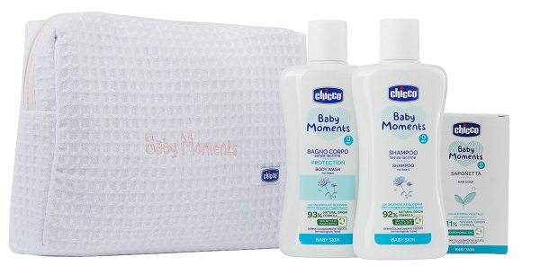 CHICCO BABY MOMENTS BEAUTY BAG W ZIP ROSA BAGNOSCHIUMA PELLI DELICATE 200 ML + SHAMPOO PELLI DELICATE 200 ML + SAPONE SOLIDO PELLI DELICATE 100 G - Angeli Pharm