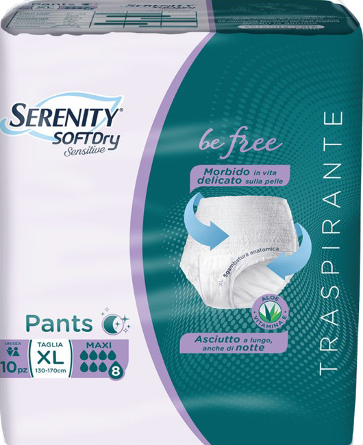 SERENITY PANTS SD SENSITIVE BE FREE MAXI XL 10 PEZZI - Angeli Pharm