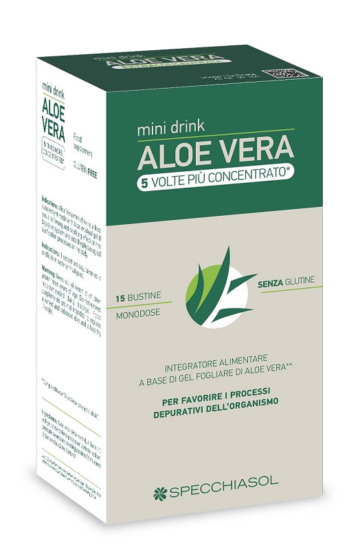 ALOE VERA MINI DRINK 5 VOLTE PIU' CONCENTRATO 15 BUSTINE DA 10 ML - Angeli Pharm