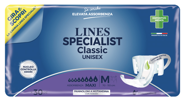 PANNOLONE A MUTANDINA LINES SPECIALIST CLASSIC MAXI MISURA MEDIA 30 PEZZI - Angeli Pharm