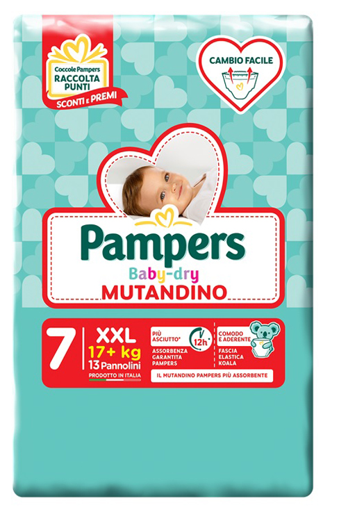 PANNOLINI MUTANDADINA PAMPERS BABYDRY XXL SMALL PACK 13 PEZZI - Angeli Pharm