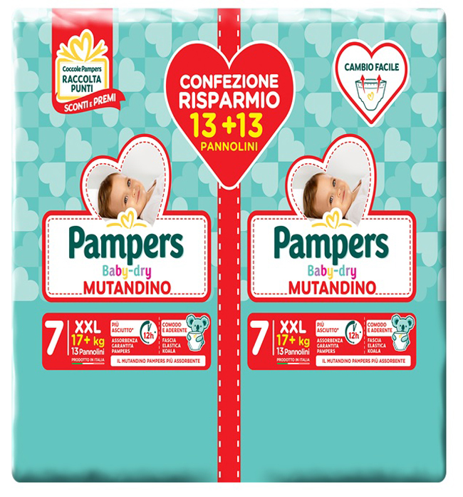 PAMPERS BABY DRY MUTANDINA DUO DOWNCOUNT XXL 26 PEZZI - Angeli Pharm