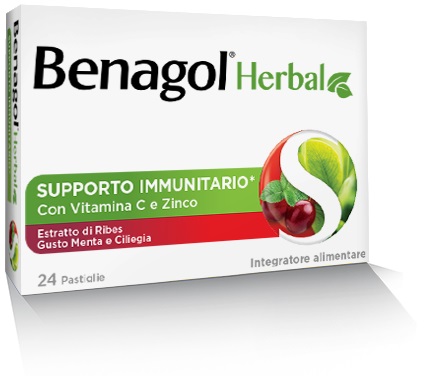 BENAGOL HERBAL MENTA E CILIEGIA 24 PASTIGLIE - Angeli Pharm