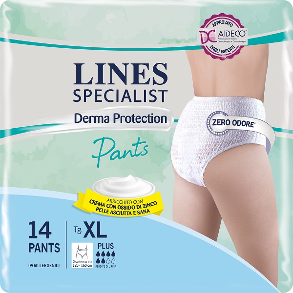 PANNOLONE PER INCONTINENZA LINES SPECIALIST DERMA PANTS PLUS XL 14 PEZZI - Angeli Pharm