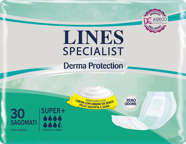 PANNOLONE PER INCONTINENZA LINES SPECIALIST DERMA SAGOMATO SUPER+ 30 PEZZI - Angeli Pharm
