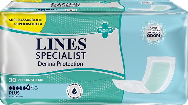 PANNOLONE PER INCONTINENZA LINES SPECIALIST DERMA RETTANGOLARE 30 PEZZI - Angeli Pharm