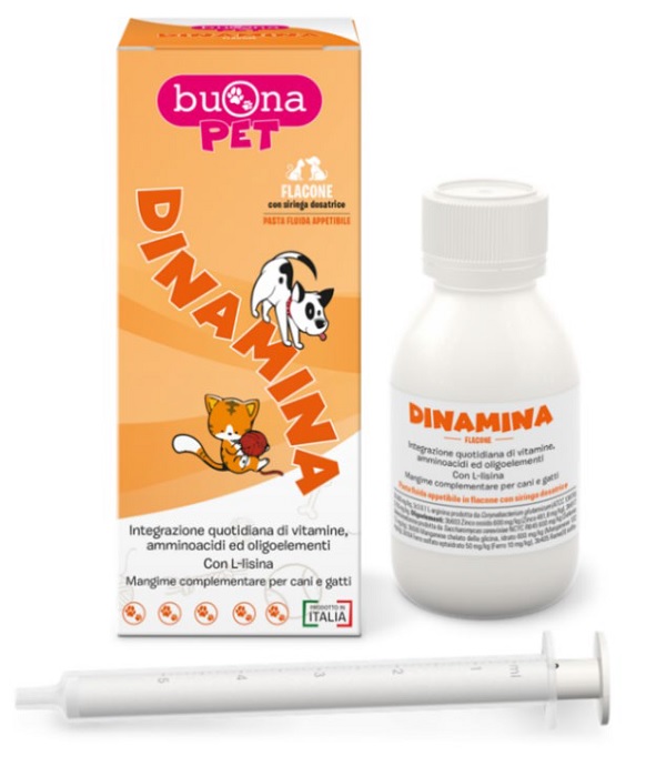 DINAMINA CANI GATTI FLACONE CON SIRINGA DOSATRICE IN PASTA 60 G BUONAPET - Angeli Pharm