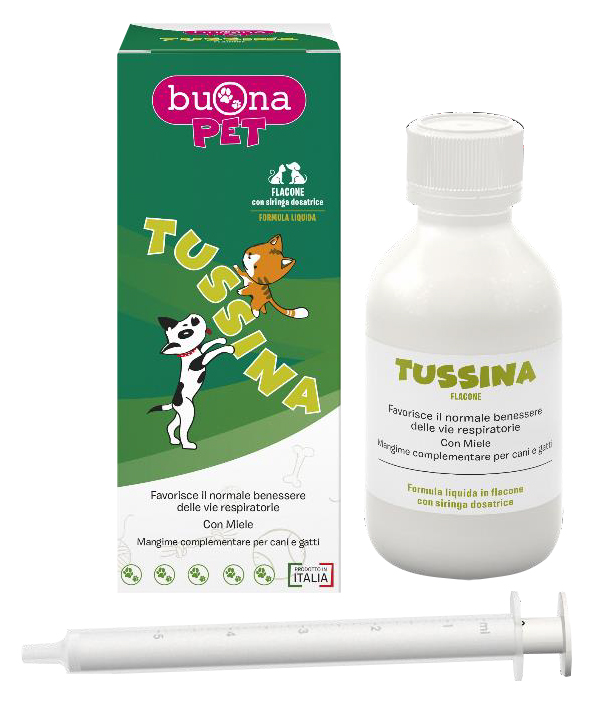 TUSSINA FLACONE CANI E GATTI CON SIRINGA DOSATRICE 100 G BUONAPET - Angeli Pharm