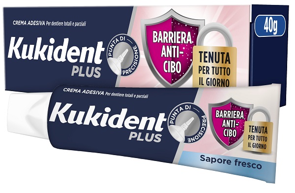 KUKIDENT PLUS BARRIERA ANTI-CIBO FRESCO CREMA ADESIVA DENTIERE 40 G - Angeli Pharm