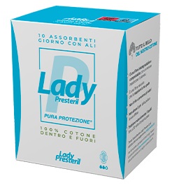 LADY PRESTERIL ASSORBENTI GIORNO CON ALI RIPIEGATI BIODEGRADABILI 10 PEZZI - Angeli Pharm