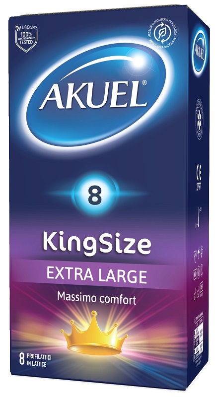 PROFILATTICO AKUEL KING SIZE EXTRA LARGE 8 PEZZI - Angeli Pharm