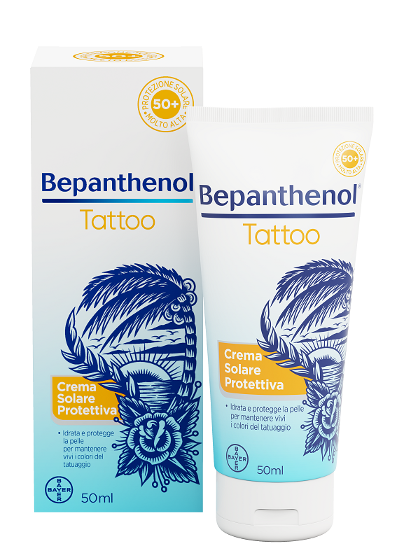 BEPANTHENOL TATTOO CREMA SOLARE PROTETTIVA SPF50+ 50 ML - Angeli Pharm