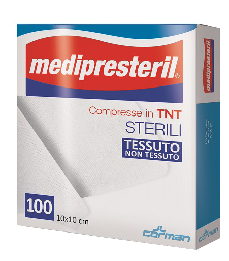 GARZA COMPRESSA MEDIPRESTERIL TNT 10X10CM 100 PEZZI - Angeli Pharm