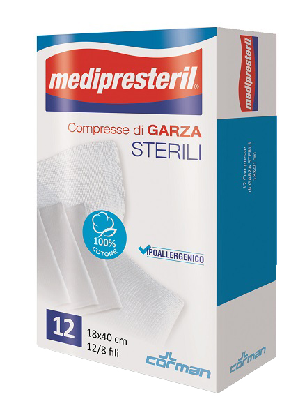 GARZA COMPRESSA MEDIPRESTERIL 12/8 FU 18X40CM 12 PEZZI - Angeli Pharm
