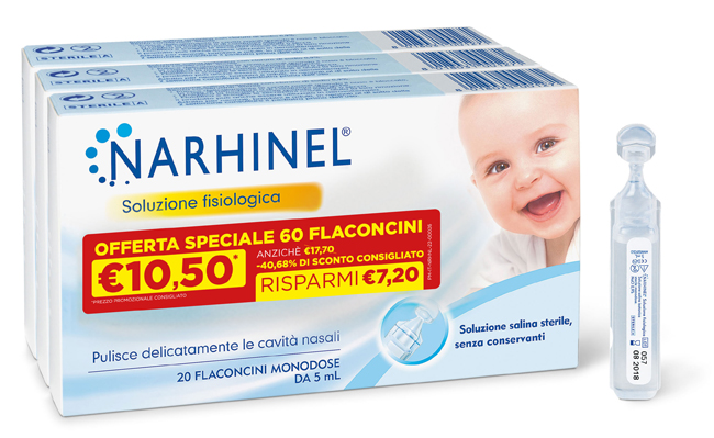 SOLUZIONE FISIOLOGICA NARHINEL 3 PACK PROMO 2022 DA 20 FLACONCINI DA 5 ML - Angeli Pharm