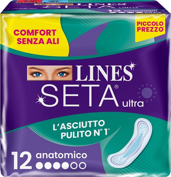 LINES SETA ULTRA ASSORBENTI ANATOMICO DWCT 12 PEZZI - Angeli Pharm