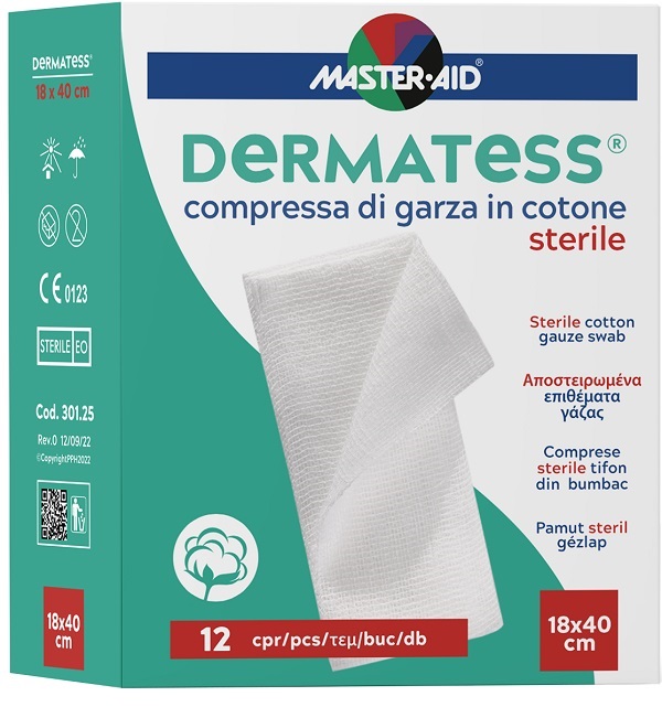 GARZA IDROFILA DERMATESS COTONE 18X40 12 PEZZI - Angeli Pharm
