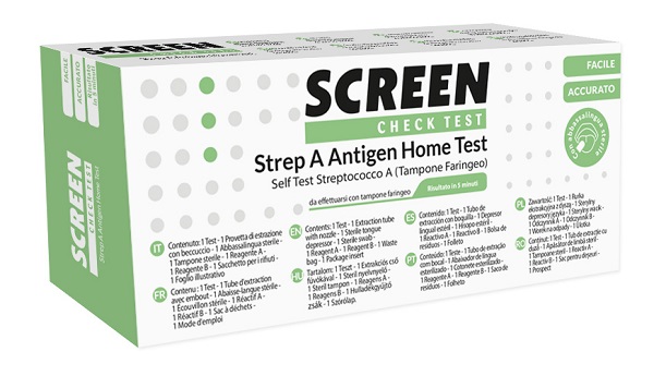 STREP A ANTIGEN HOME TEST DETERMINAZIONE QUALITATIVA ANTIGENI STREPTOCOCCO A DA TAMPONE FARINGEO 1 PEZZO - Angeli Pharm