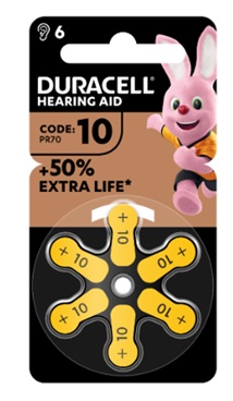 DURACELL EASY TAB 10 GIALLO BATTERIA PER APPARECCHIO ACUSTICO 6 PEZZI - Angeli Pharm