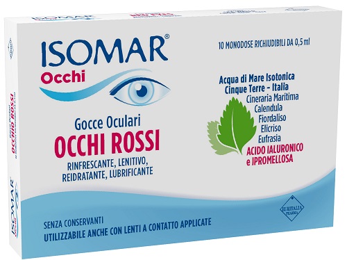 ISOMAR OCCHI ROSSI GOCCE OCULARI ACIDO IALURONICO 0,20% 10 FLACONCINI - Angeli Pharm